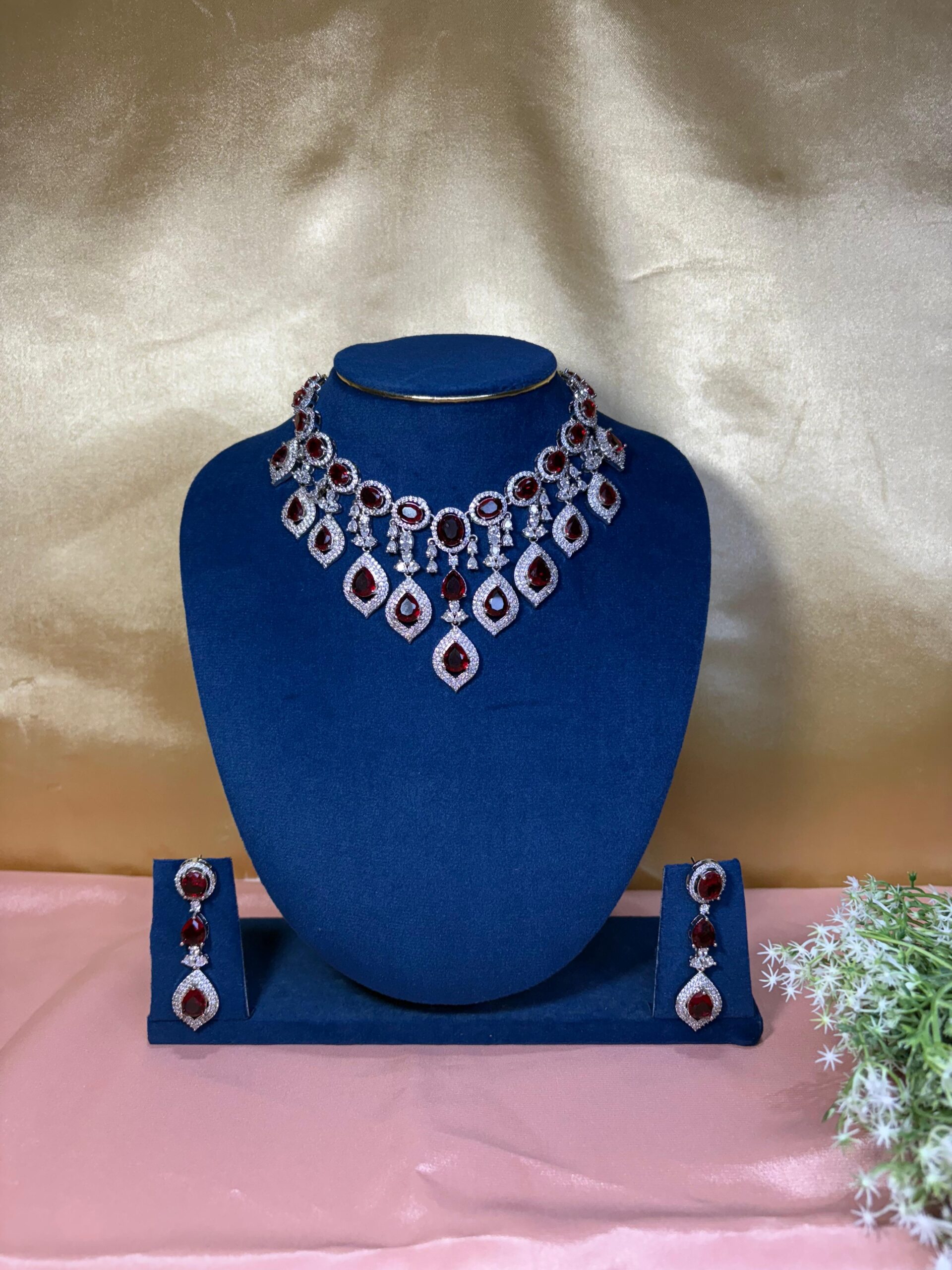 Idol Locket Necklace (With Green & Pink Stone)